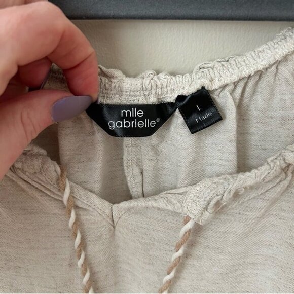 Mlle Gabrielle Women's Boho Cream Ivory Tunic Mini Dress Size Large - Picture 2 of 4